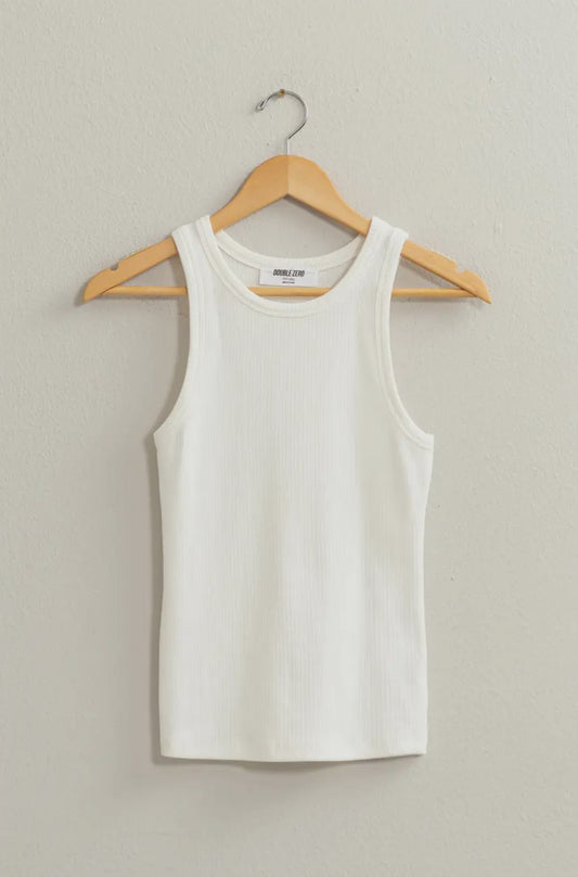Off White Ribbed Tank Top