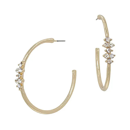 Gold Pave Jeweled Hoops