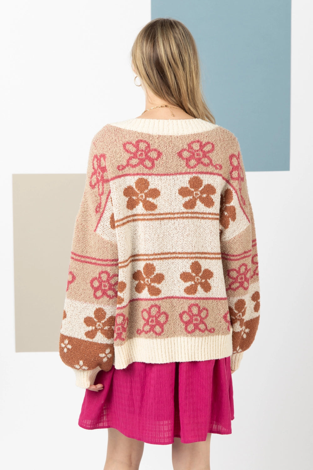 Oversized Floral Sweater Cardigan