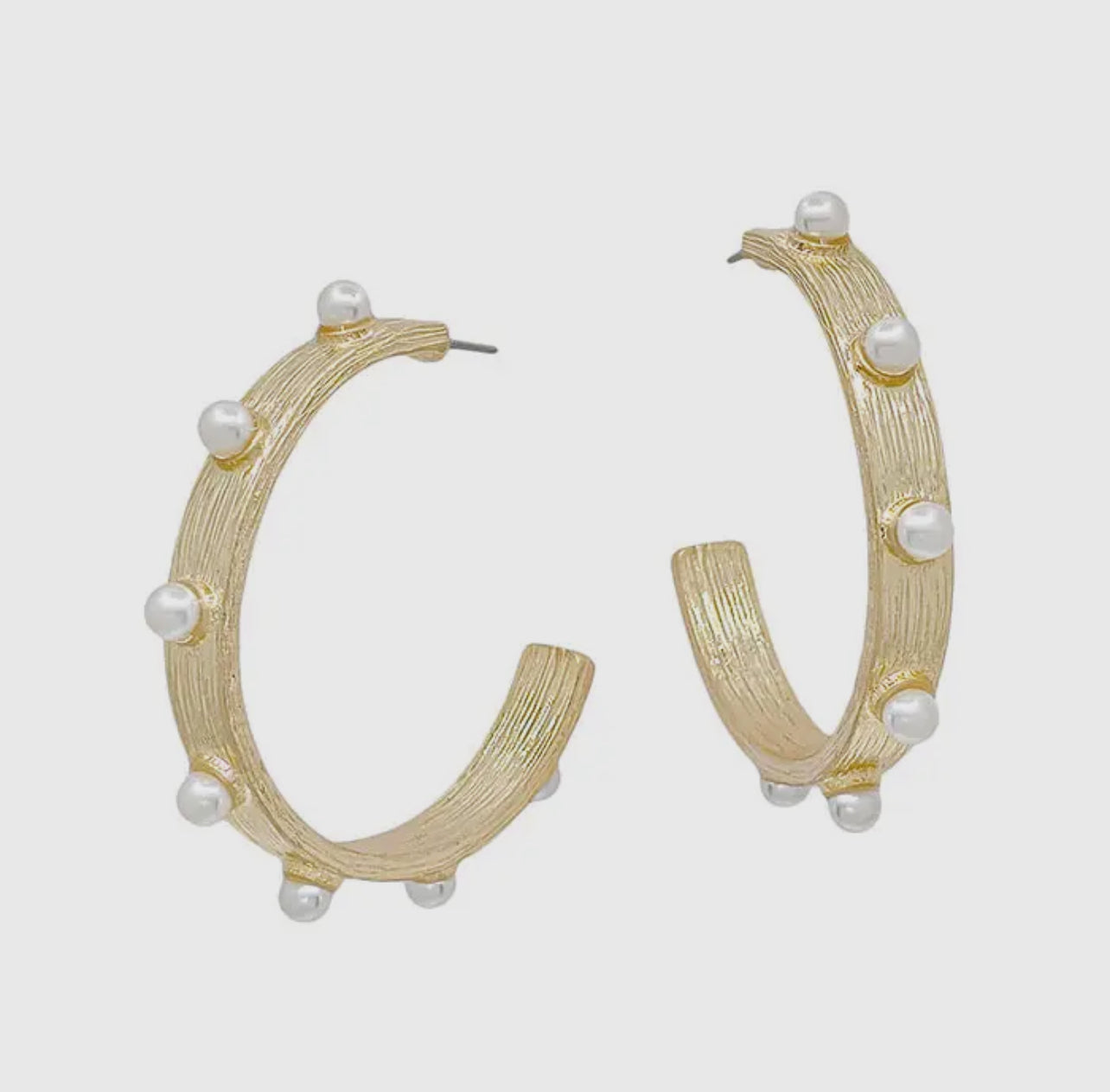 Gold + Pearl Studded Hoops