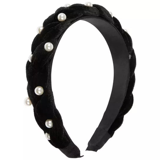 Black Velvet Pearl Headbands
