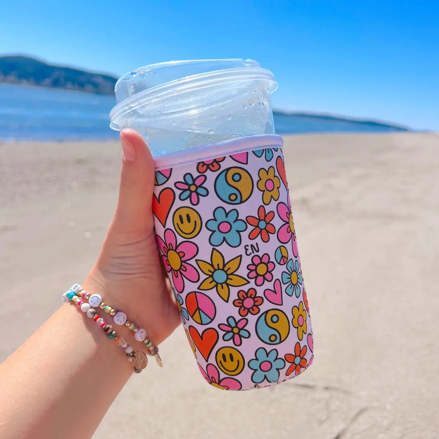 Funky Floral Iced Coffee Sleeve